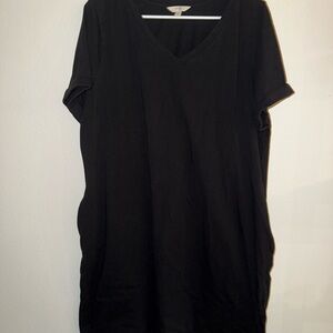 Terra & Sky Black V-Neck Tee Dress
